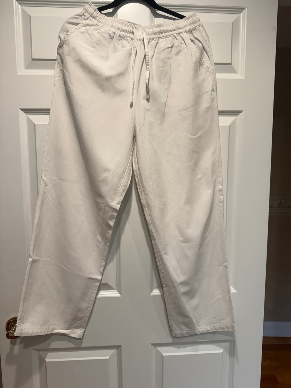 Women’s linen Casual Drawstring Pants - White